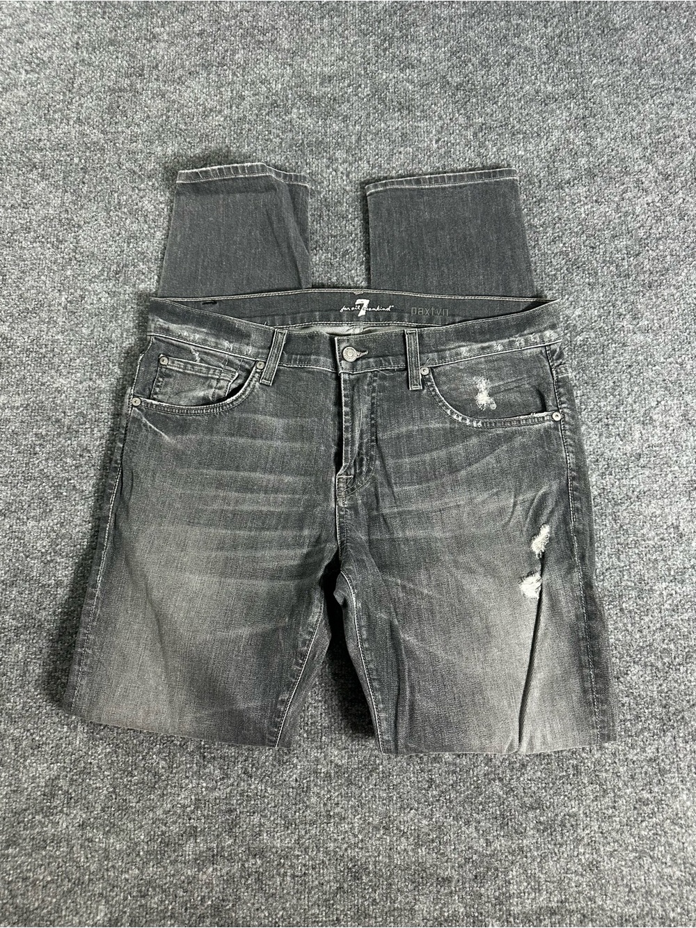 7 For All Mankind Men’s Slim Distressed Charcoal Gray Jeans